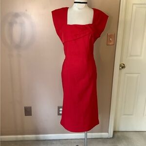 Bettie Page Vintage Retro Pinup Girl style 1950’s Red Wiggle Dress size Medium.